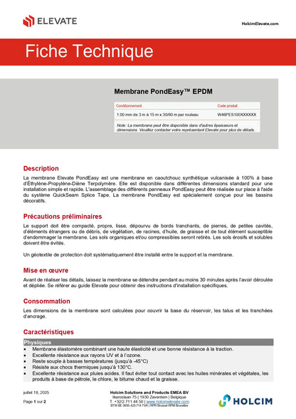 Membrane pour bassin PONDEASY  1.0mm / 3m de large